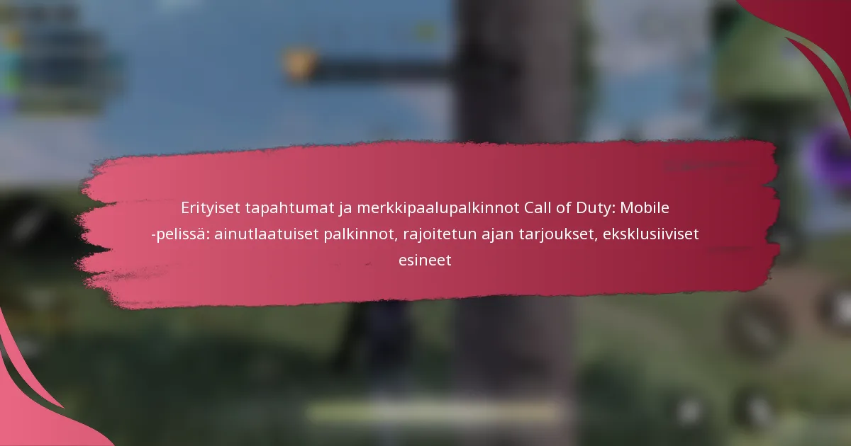 Erityiset tapahtumat ja merkkipaalupalkinnot Call of Duty: Mobile -pelissä: ainutlaatuiset palkinnot, rajoitetun ajan tarjoukset, eksklusiiviset esineet