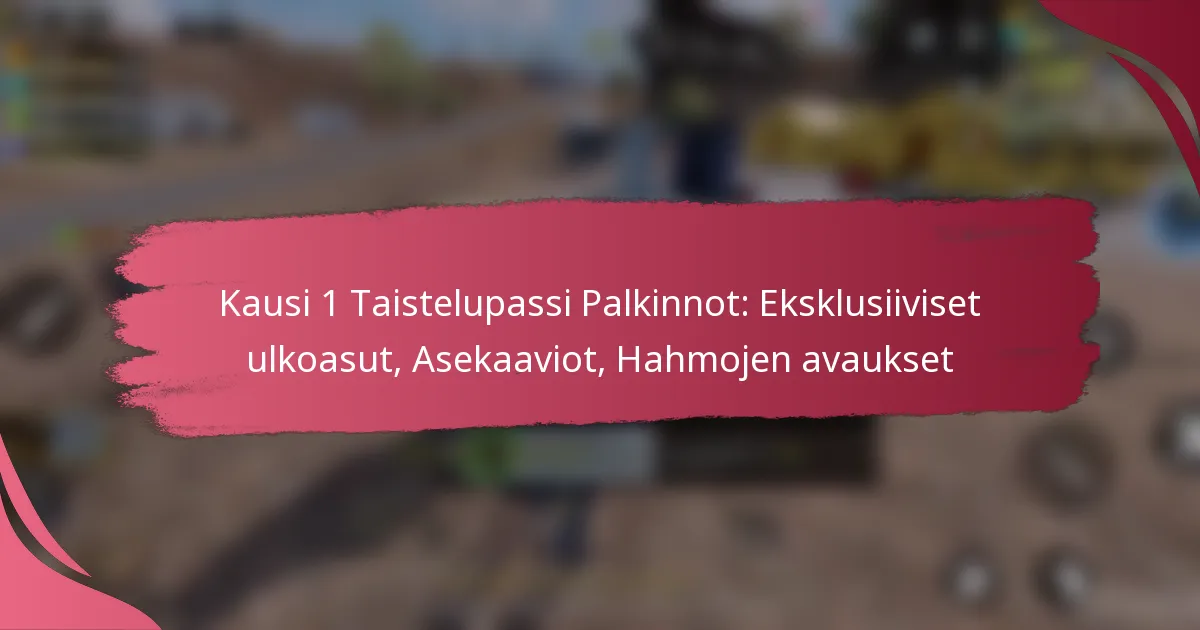 Kausi 1 Taistelupassi Palkinnot: Eksklusiiviset ulkoasut, Asekaaviot, Hahmojen avaukset