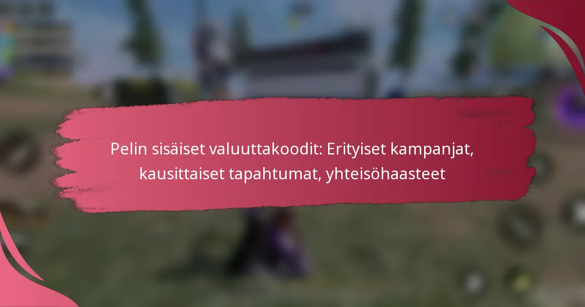 Pelin sisäiset valuuttakoodit: Erityiset kampanjat, kausittaiset tapahtumat, yhteisöhaasteet