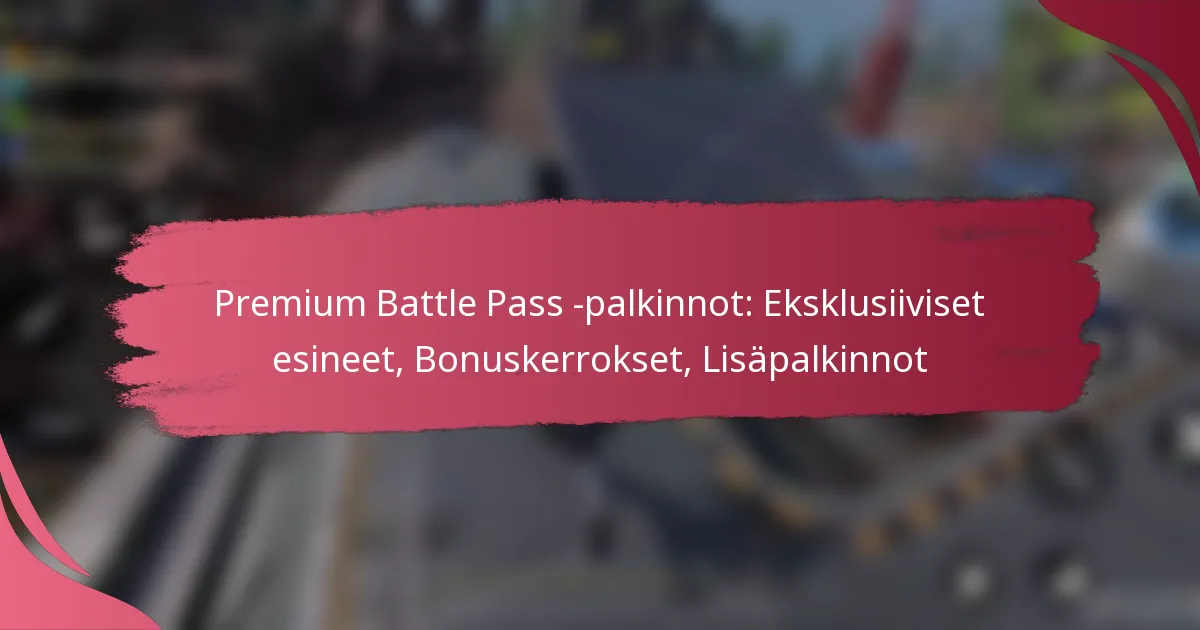 Premium Battle Pass -palkinnot: Eksklusiiviset esineet, Bonuskerrokset, Lisäpalkinnot