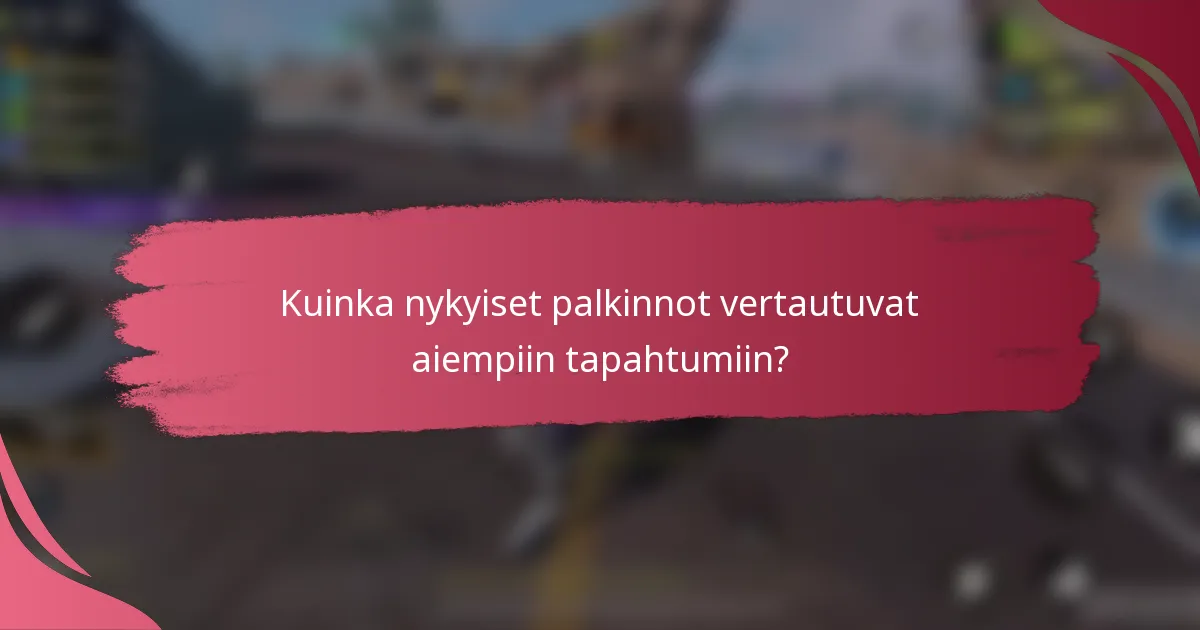 Kuinka nykyiset palkinnot vertautuvat aiempiin tapahtumiin?