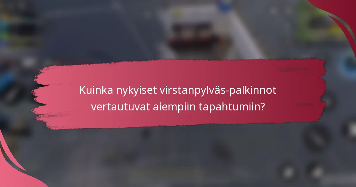 Kuinka nykyiset virstanpylväs-palkinnot vertautuvat aiempiin tapahtumiin?