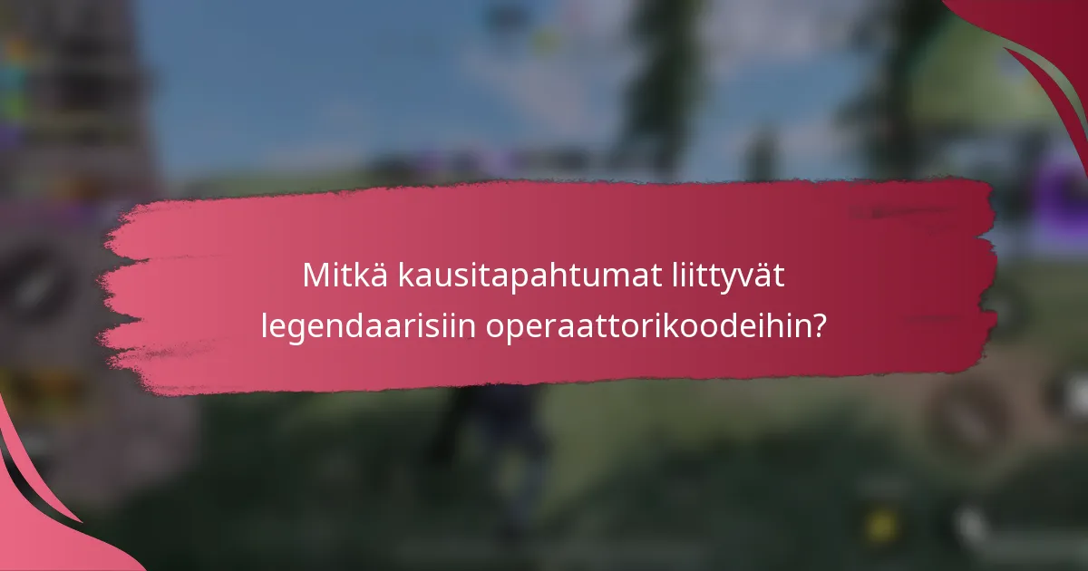 Mitkä kausitapahtumat liittyvät legendaarisiin operaattorikoodeihin?